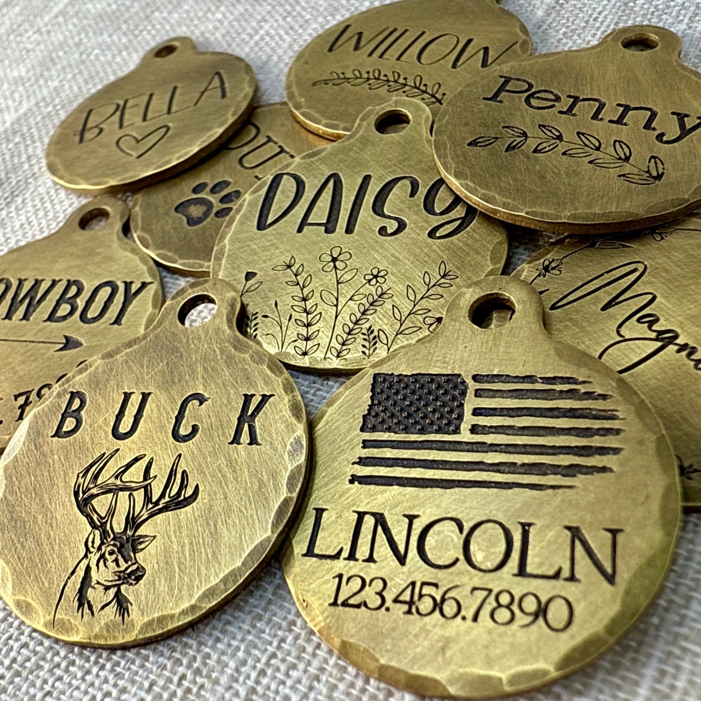 Medium Dog Tag with Flag Design