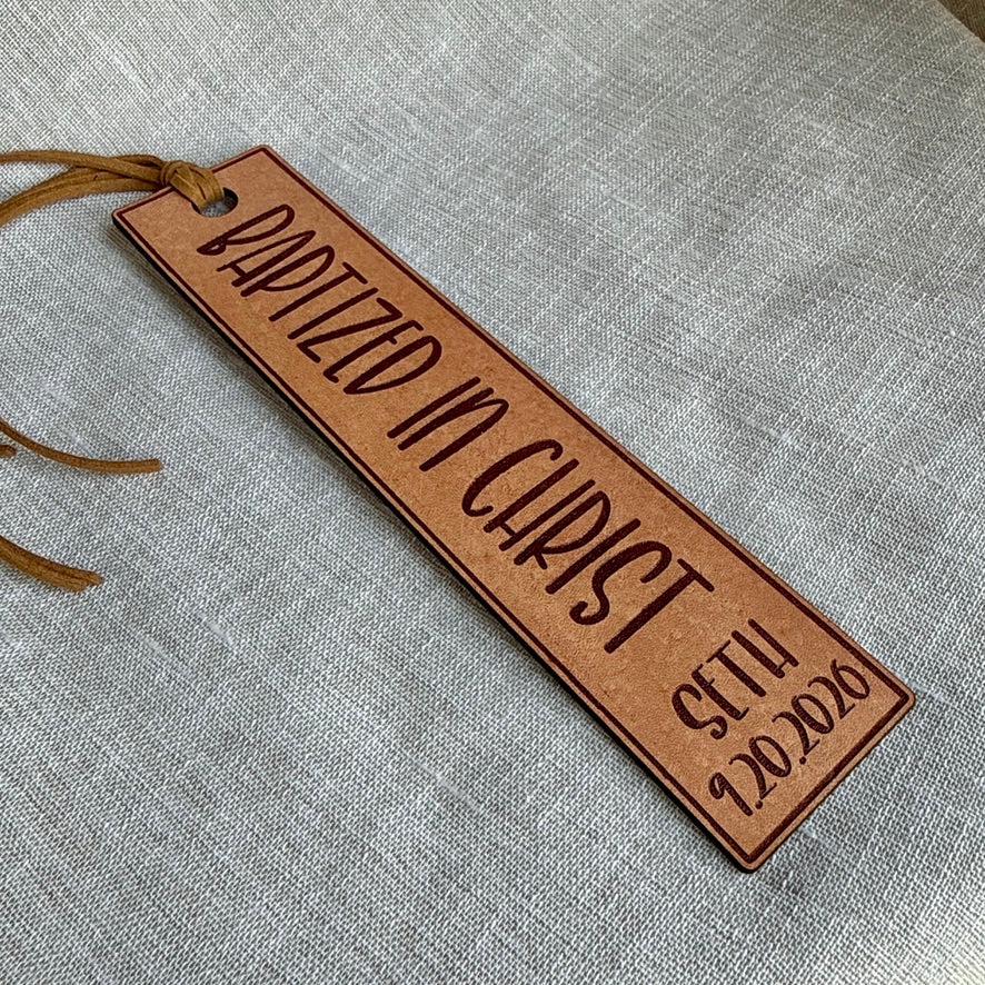 Baptized in Christ — Leather Bookmark