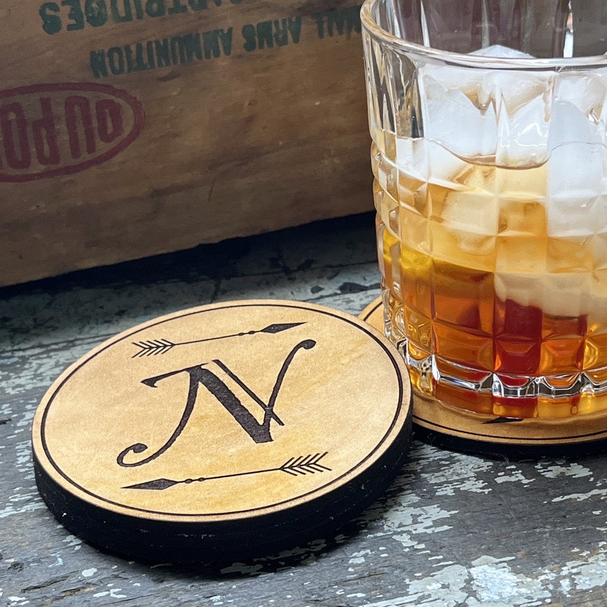 Leather Coasters with Initial - House Warming Gift - Custom Made Home Decor