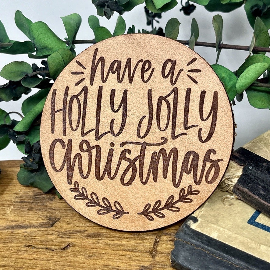 Christmas Home Decor Genuine Leather Coaster