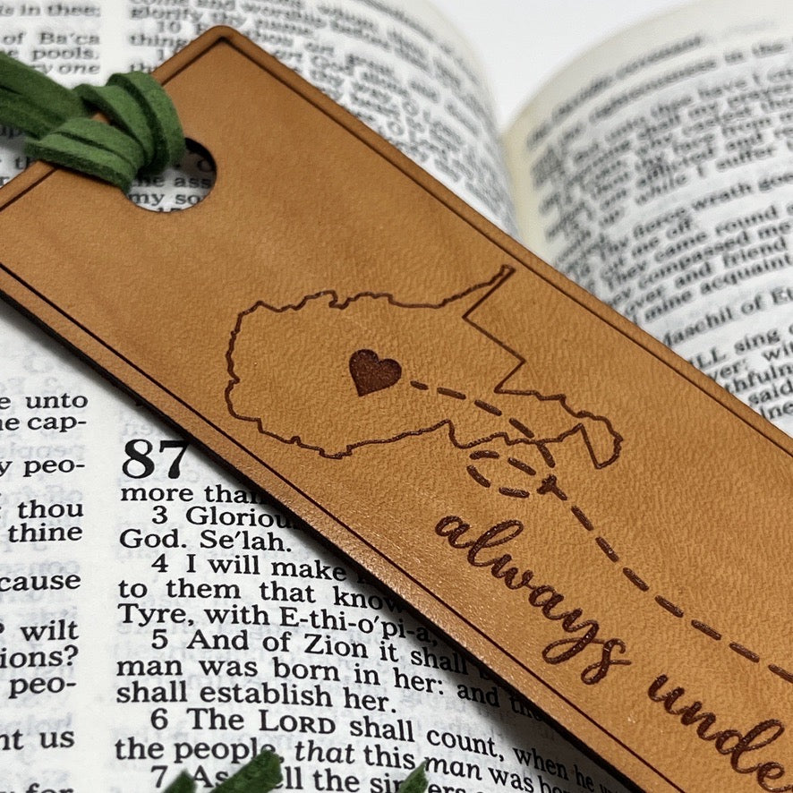Long Distance Leather Bookmark – “Always Under the Same Sky” Two-State Design