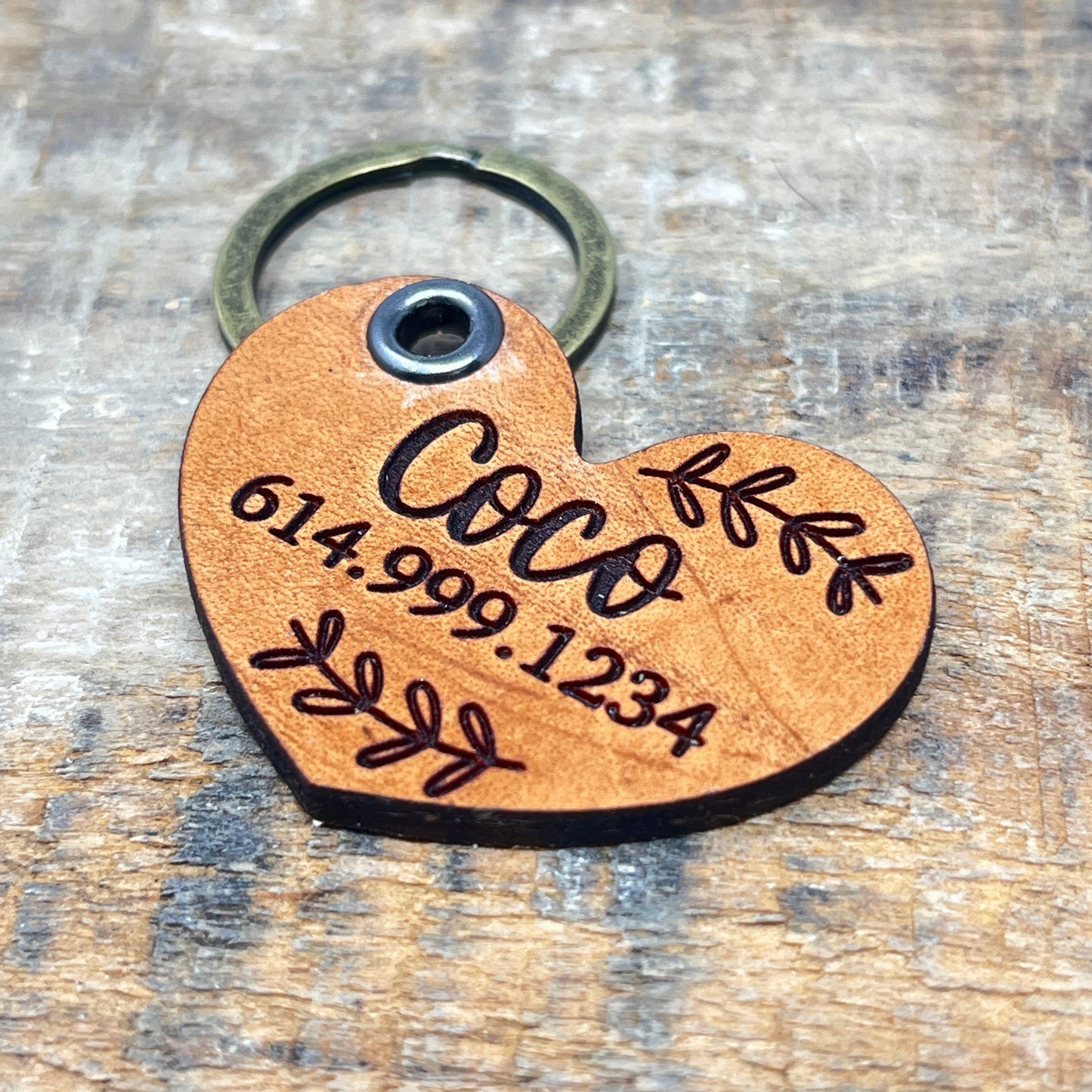 Heart Shaped Dog Tag, Quiet Dog Tag, Laser Engraved Genuine Leather Pet ID Tag