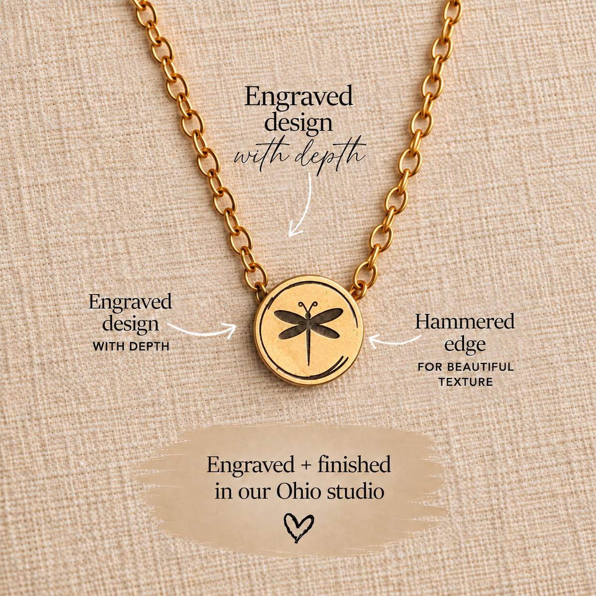 Embrace Change Dragonfly Necklace | Engraved Keepsake Necklace