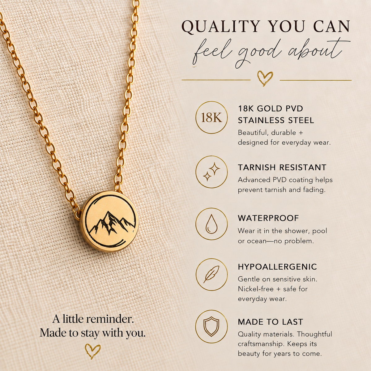 Find Strength Mountain Necklace | Engraved Keepsake Jewelry
