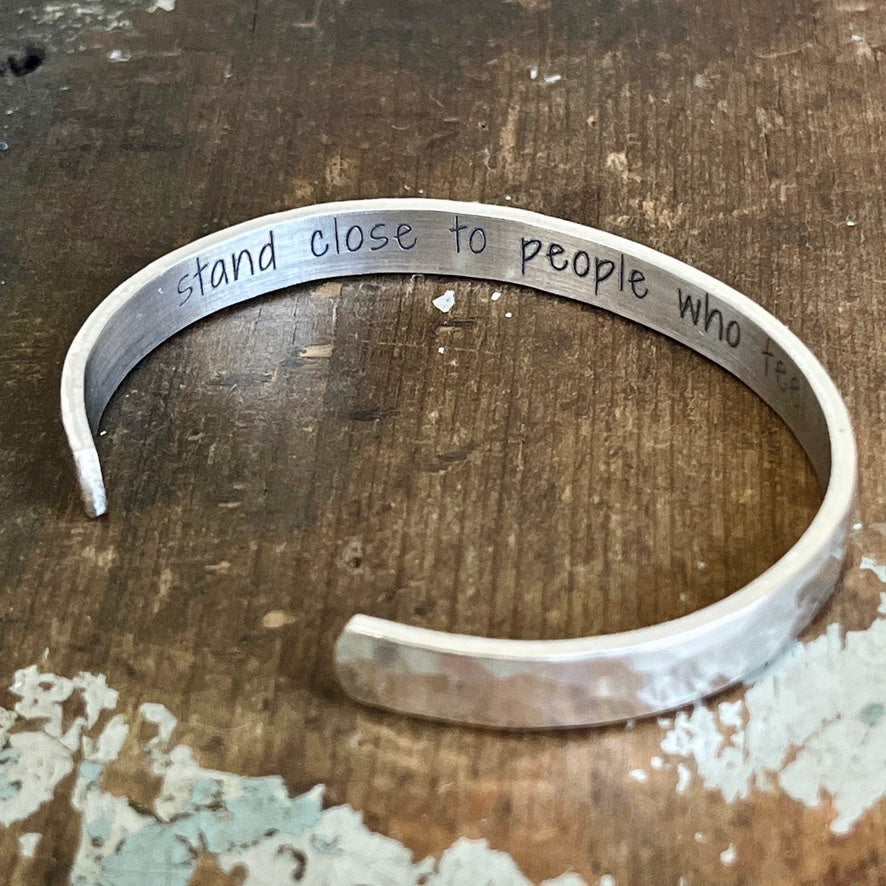 Hammered Secret Message Cuff Bracelet | Personalized Inspirational Gift for Her | Be Brave, Mindfulness, Sobriety Jewelry
