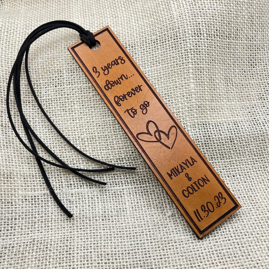 Leather 3rd Anniversary Bookmark – Third Anniversary Personalized Gift