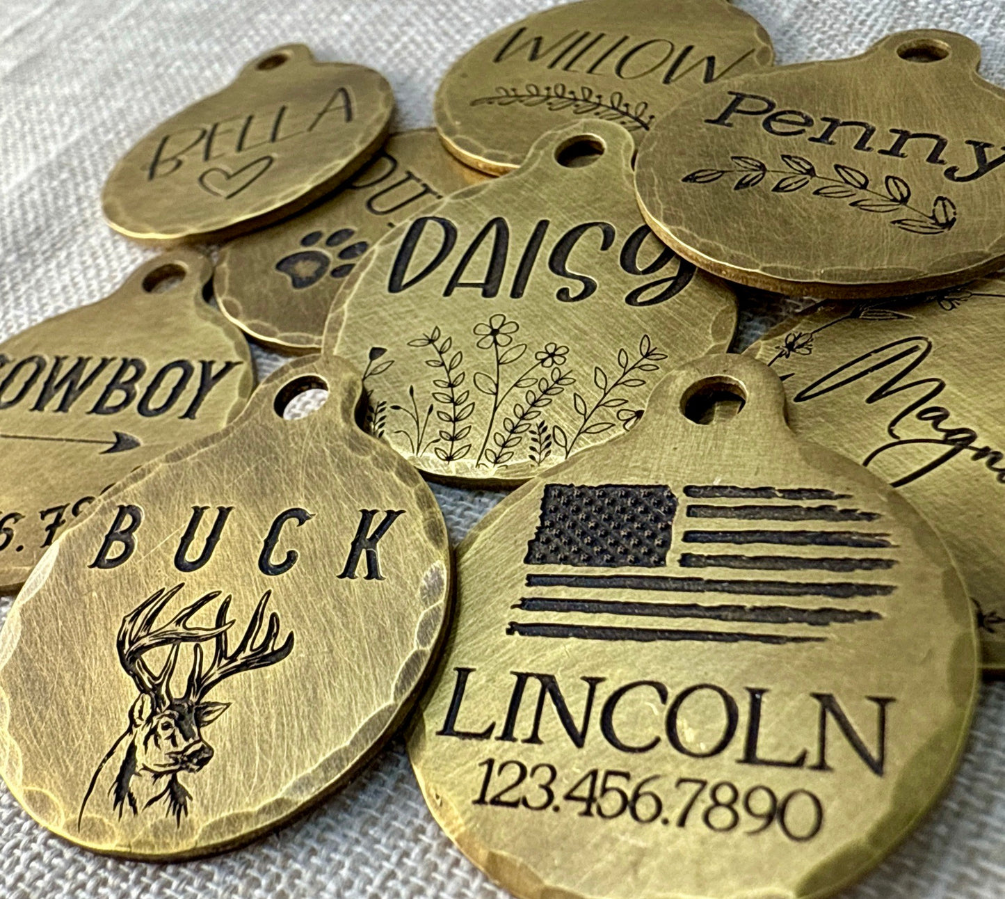 Medium Dog Tag with Deer Head Design