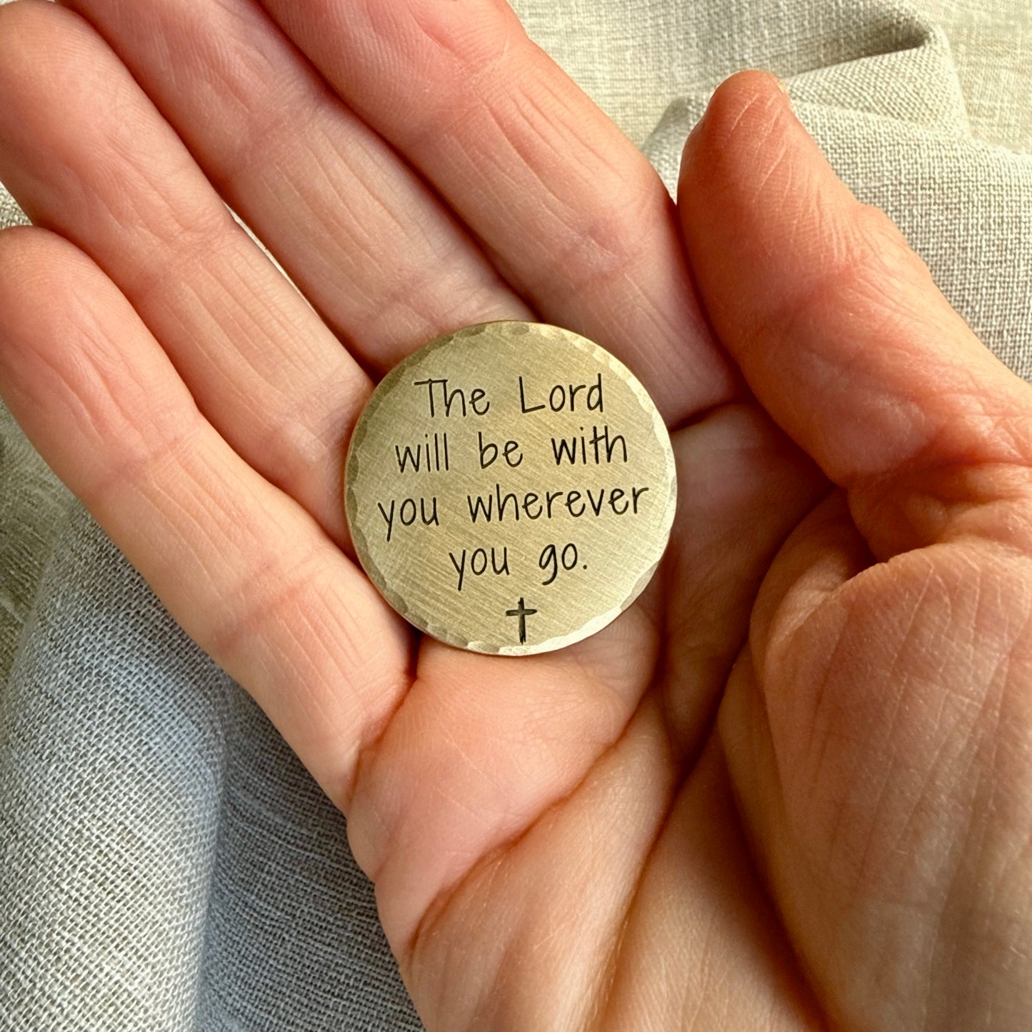 Thinking of You Encouragement Coin — Joshua 1:9 Scripture Keepsake
