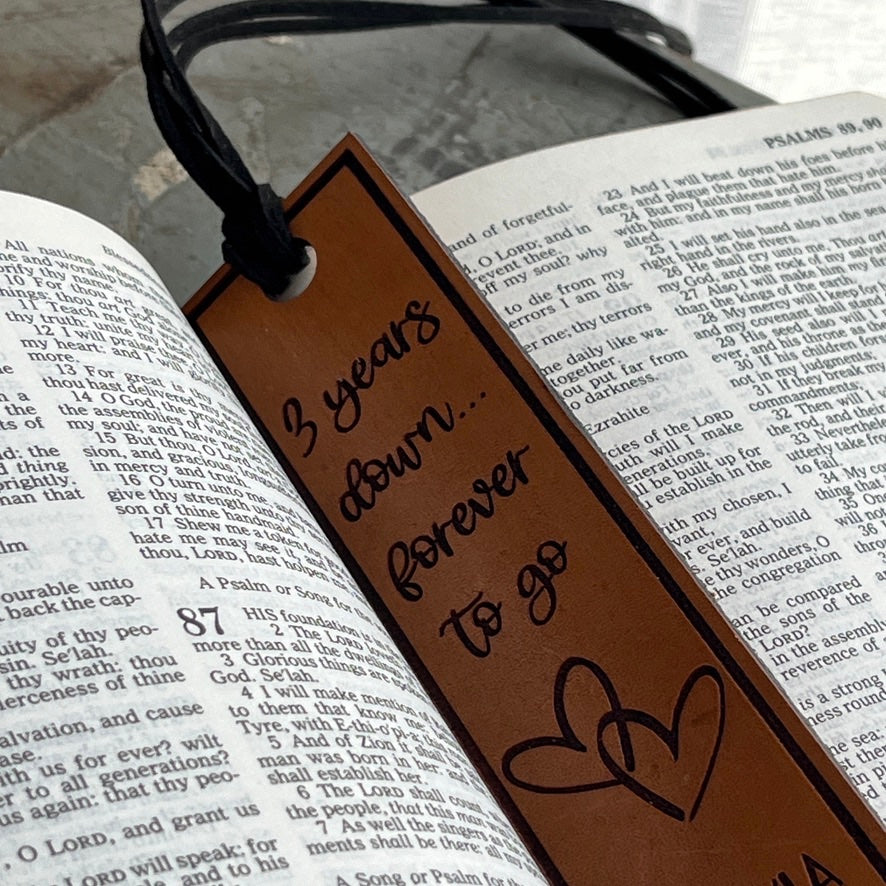 Leather 3rd Anniversary Bookmark – Third Anniversary Personalized Gift