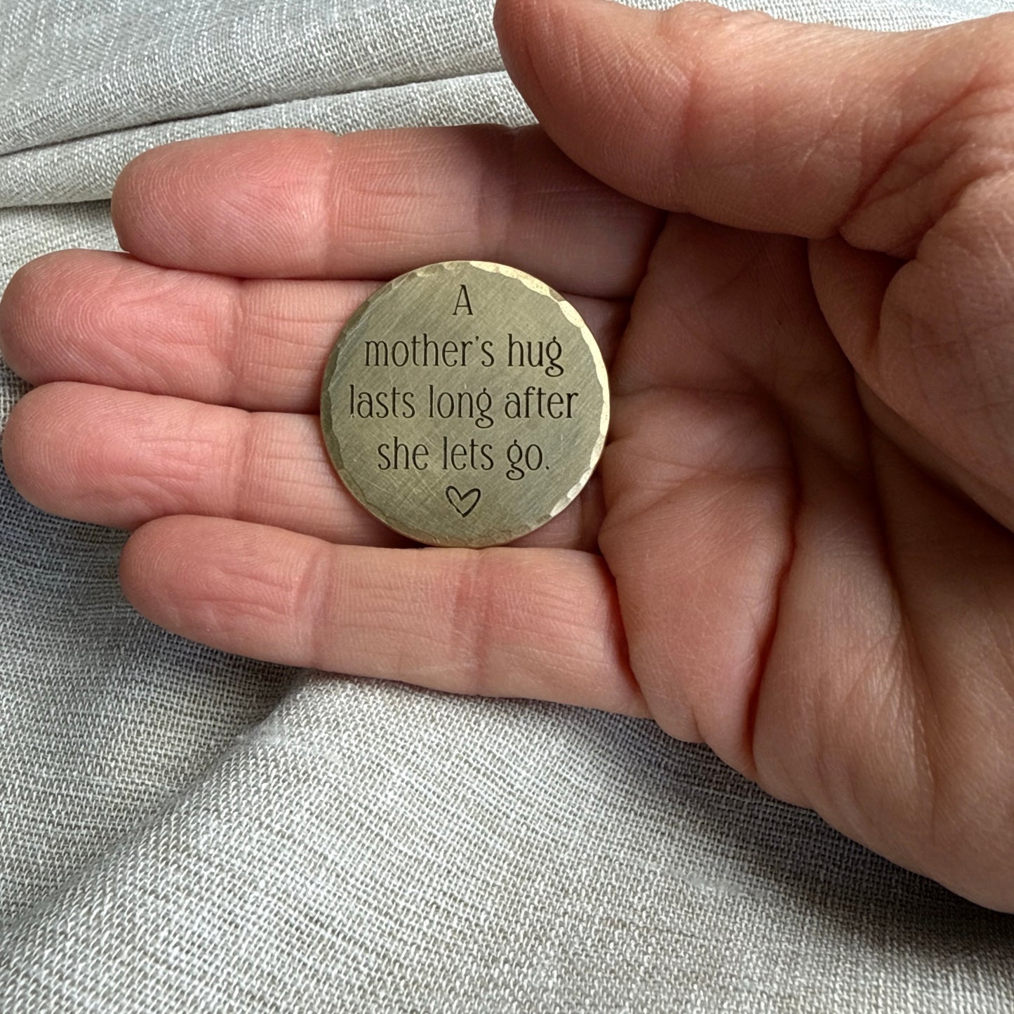 A Mother’s Hug Lasts Long After She Lets Go — Memorial Keepsake Coin