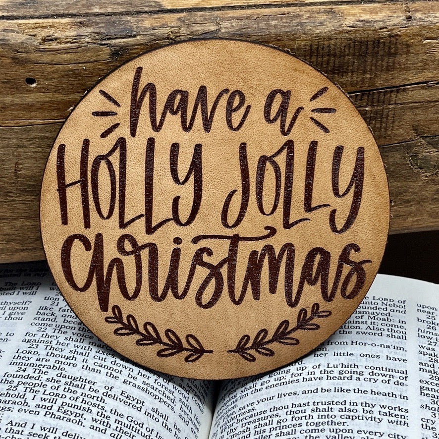 Christmas Home Decor Genuine Leather Coaster