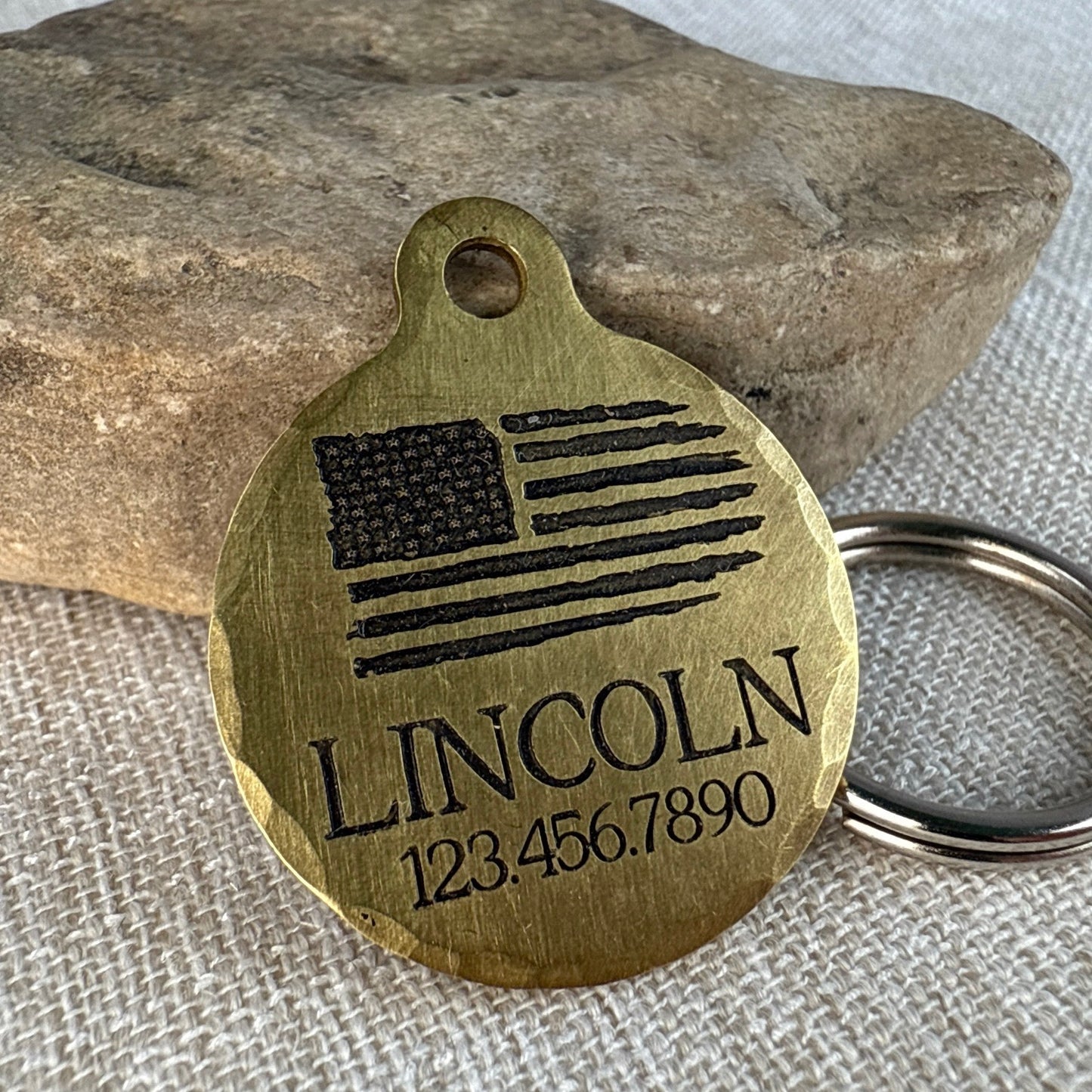 Medium Dog Tag with Flag Design