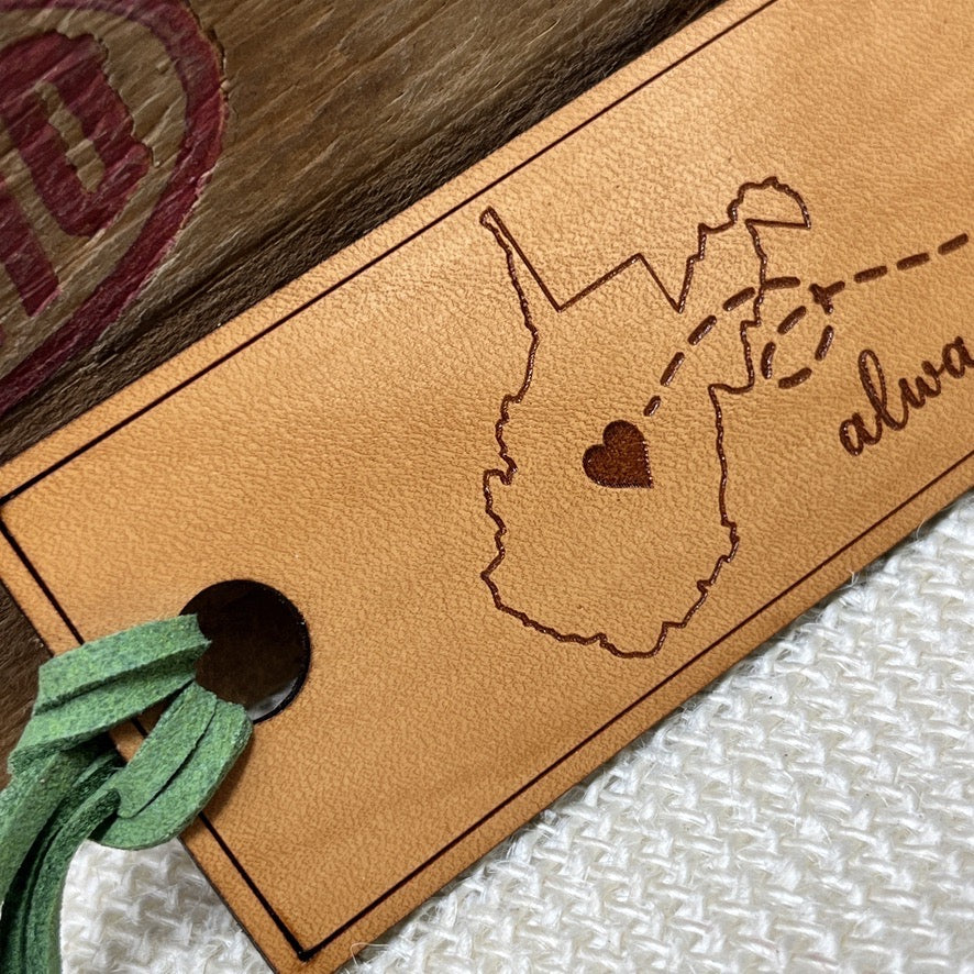 Long Distance Leather Bookmark – “Always Under the Same Sky” Two-State Design