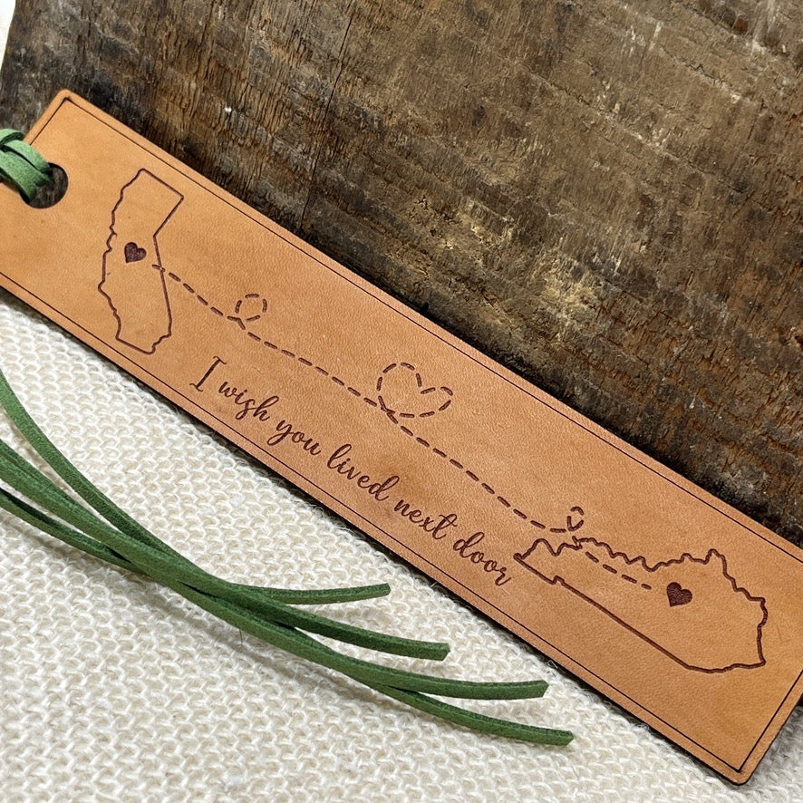 Long Distance Leather Bookmark – “Always Under the Same Sky” Two-State Design