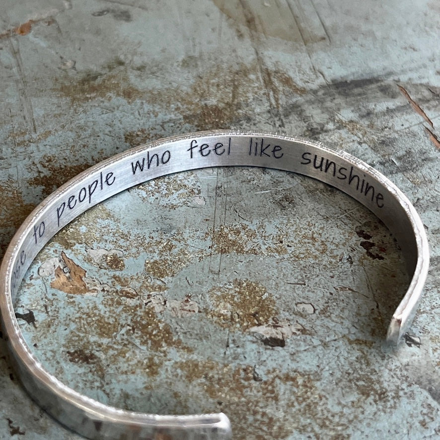 Secret Message Aluminum Cuff Bracelet | Personalized Inspirational Jewelry for Her | Brushed Satin