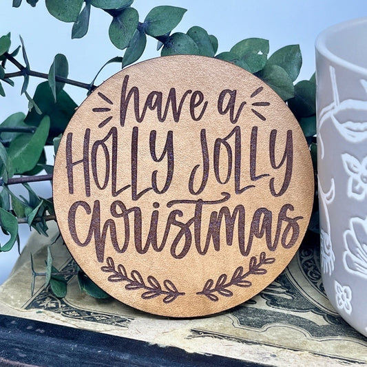 Christmas Home Decor Genuine Leather Coaster