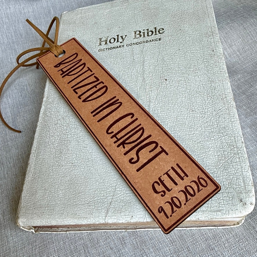 Baptized in Christ — Leather Bookmark