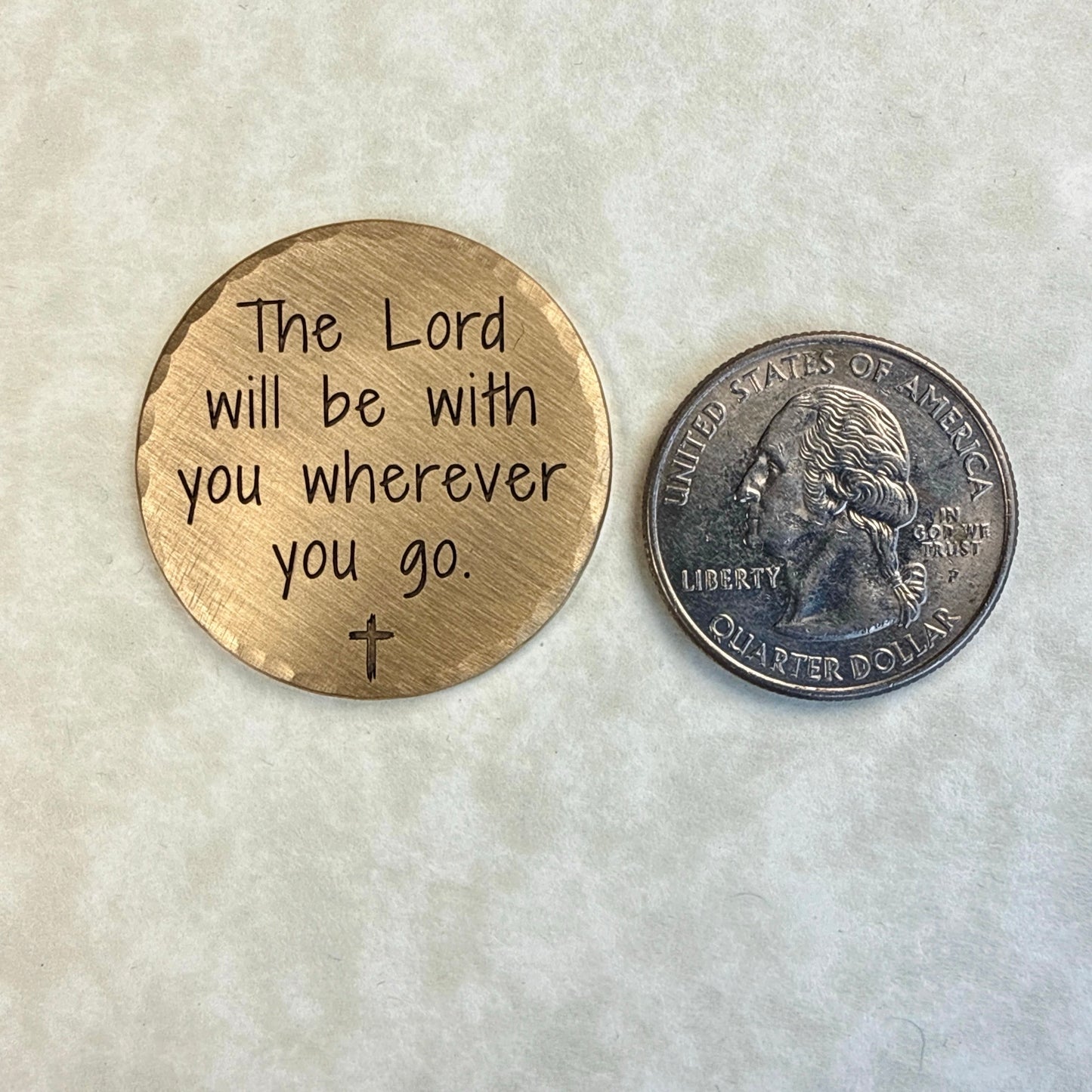 Thinking of You Encouragement Coin — Joshua 1:9 Scripture Keepsake