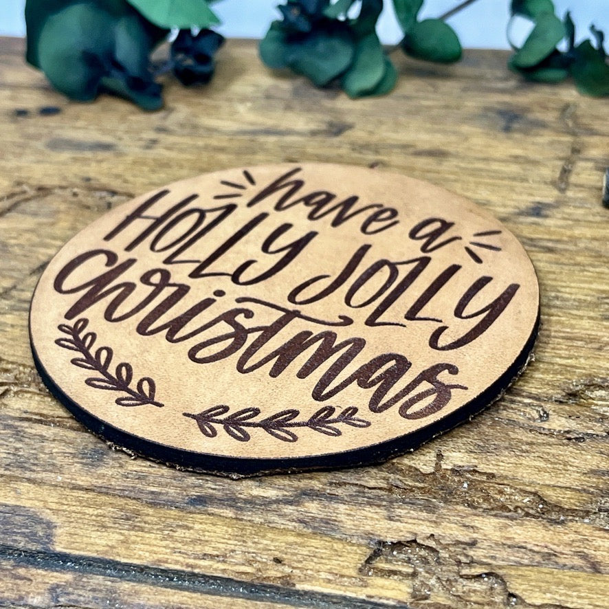 Christmas Home Decor Genuine Leather Coaster