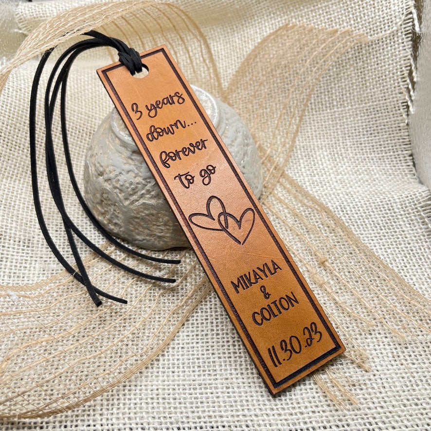 Leather 3rd Anniversary Bookmark – Third Anniversary Personalized Gift