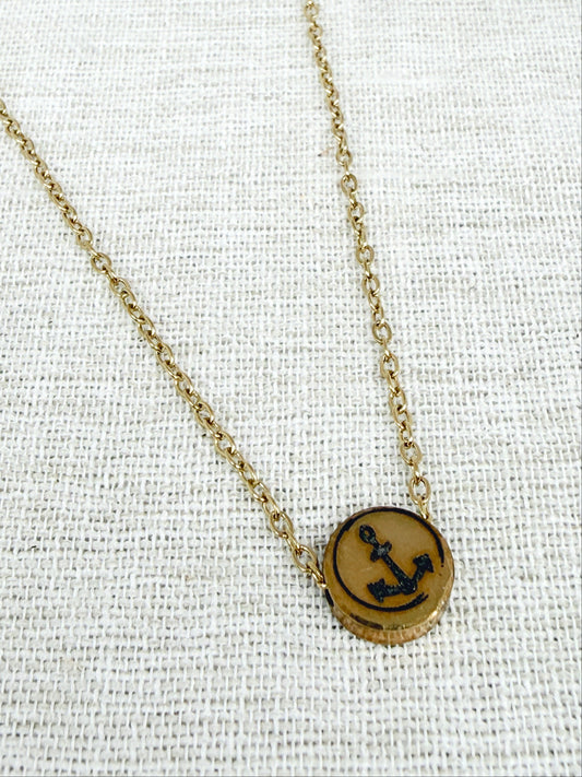 The Hope Necklace | Hand Drawn Anchor Keepsake Charm