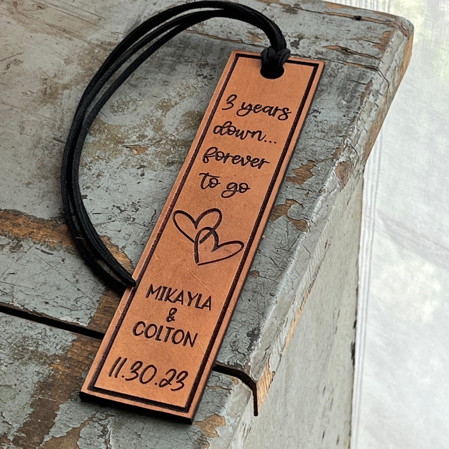 Leather 3rd Anniversary Bookmark – Third Anniversary Personalized Gift