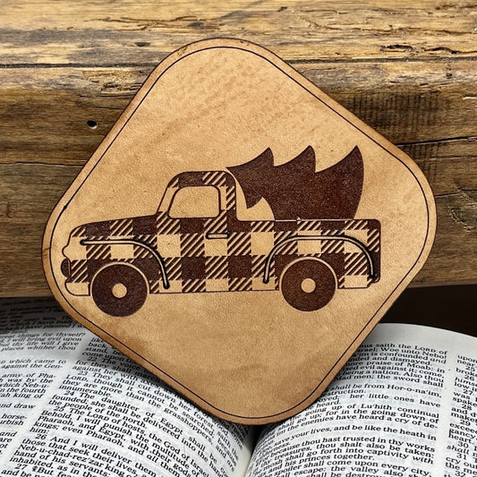 Country Christmas Home Decor Leather Coasters