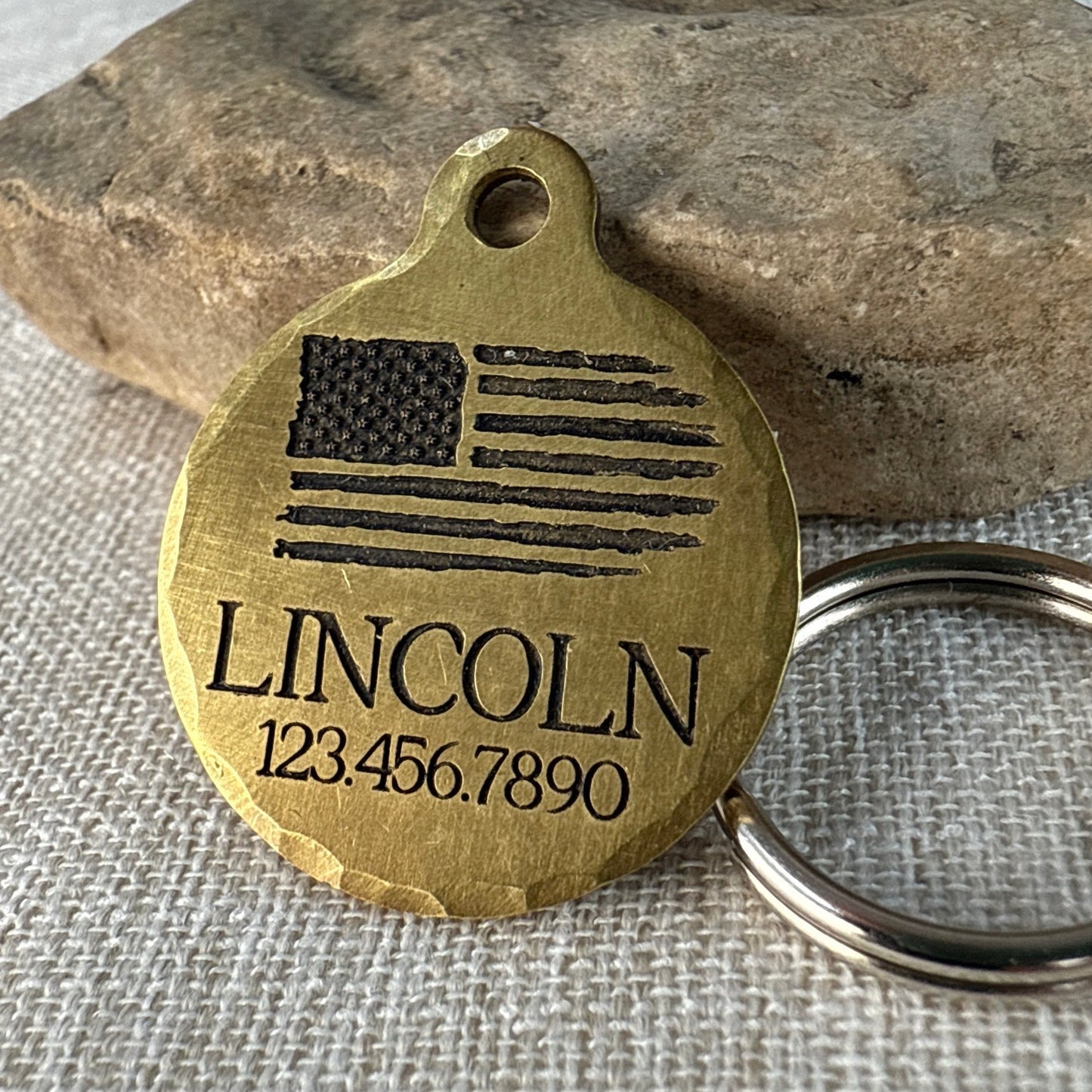 Medium Dog Tag with Flag Design