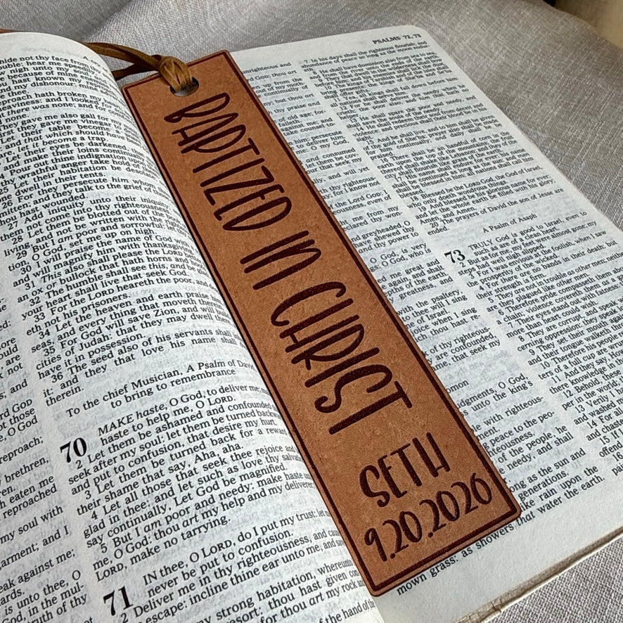 Baptized in Christ — Leather Bookmark