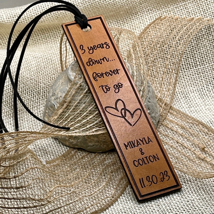 Leather 3rd Anniversary Bookmark – Third Anniversary Personalized Gift