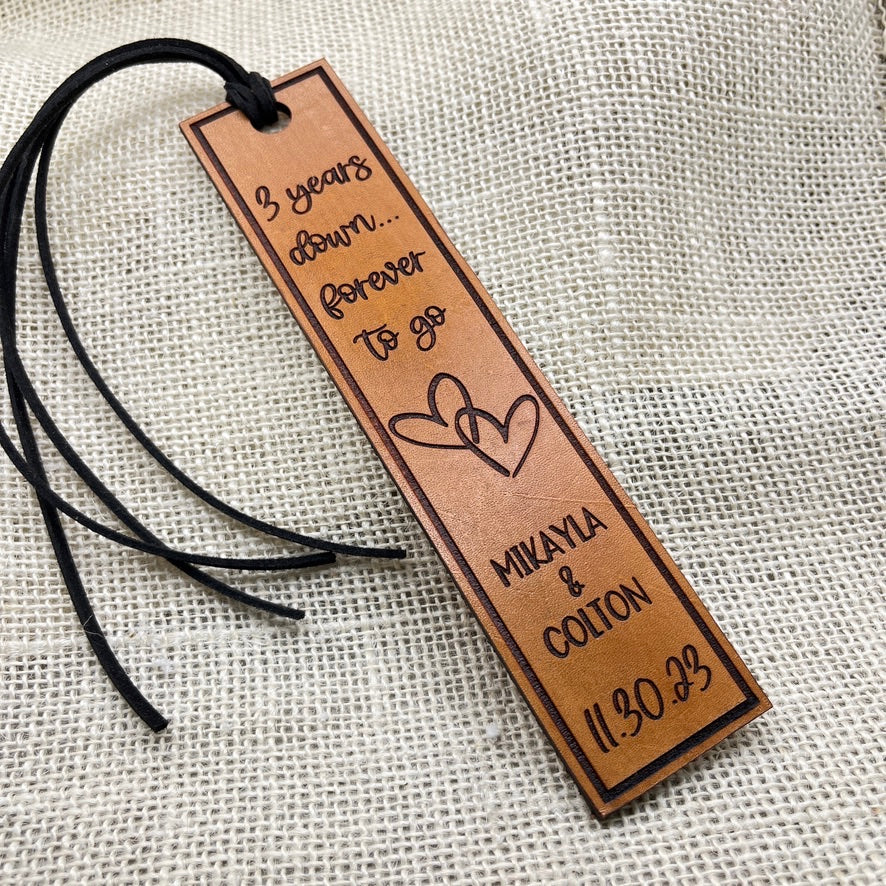 Leather 3rd Anniversary Bookmark – Third Anniversary Personalized Gift