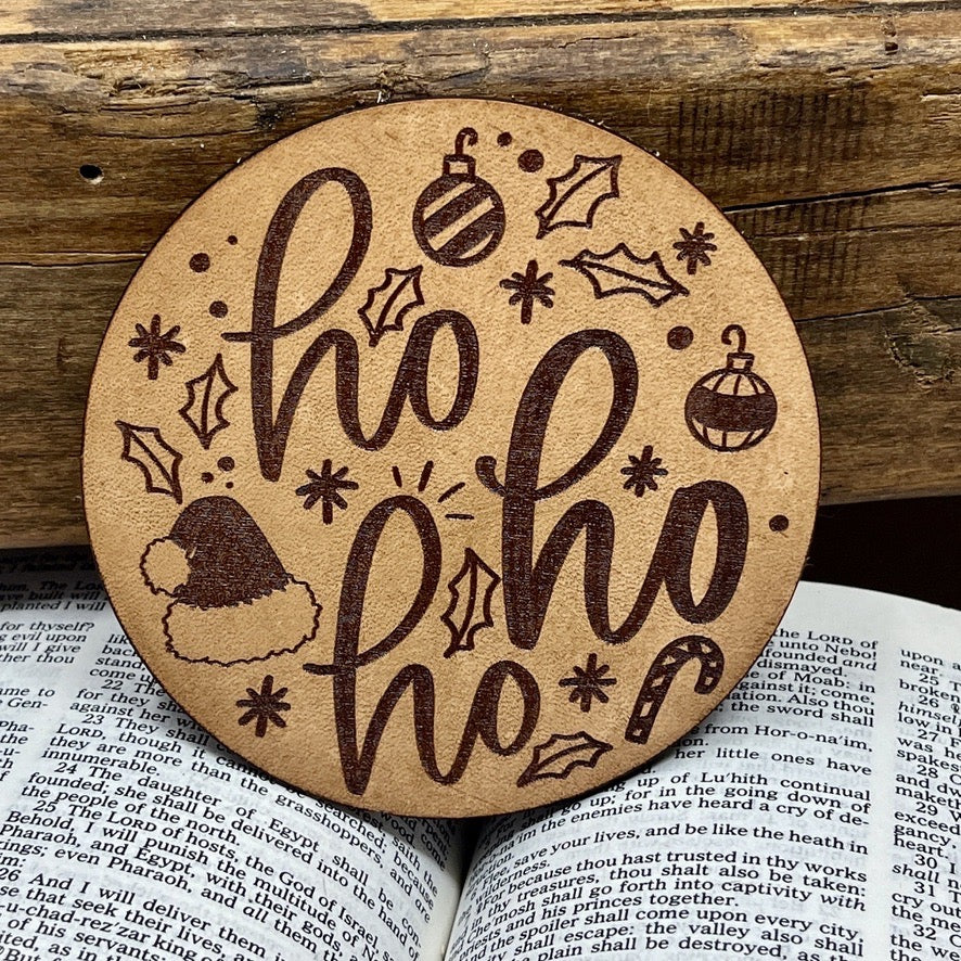 Christmas Ho Ho Ho Leather Coasters