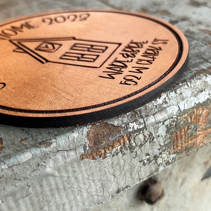 Our First Home Ornament 2025 - House Warming Christmas Gift - Genuine Leather Ornament