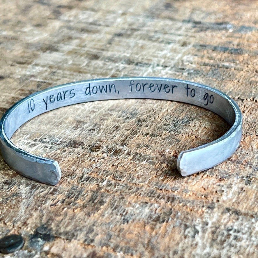 Secret Message Aluminum Cuff Bracelet | Personalized Inspirational Jewelry for Her | Brushed Satin