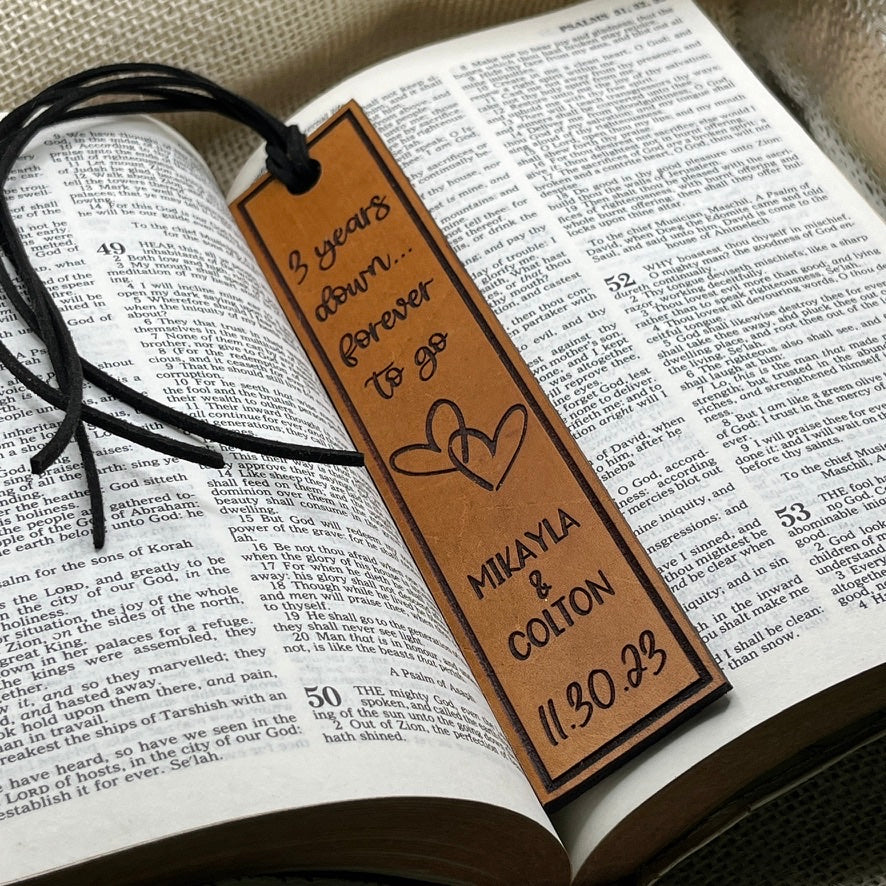 Leather 3rd Anniversary Bookmark – Third Anniversary Personalized Gift