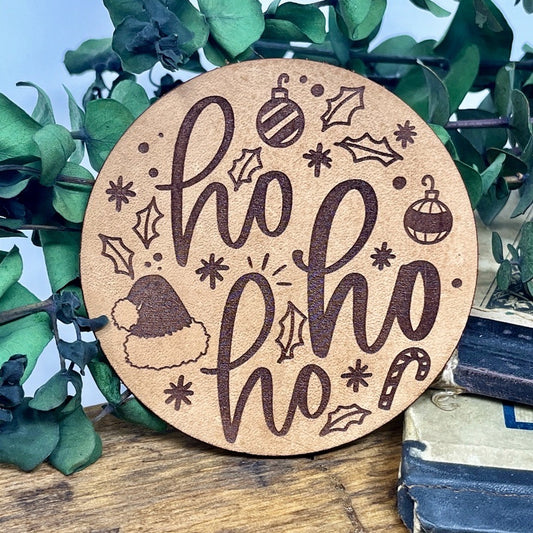 Christmas Ho Ho Ho Leather Coasters