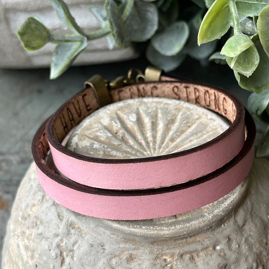 hidden message pink leather bracelet