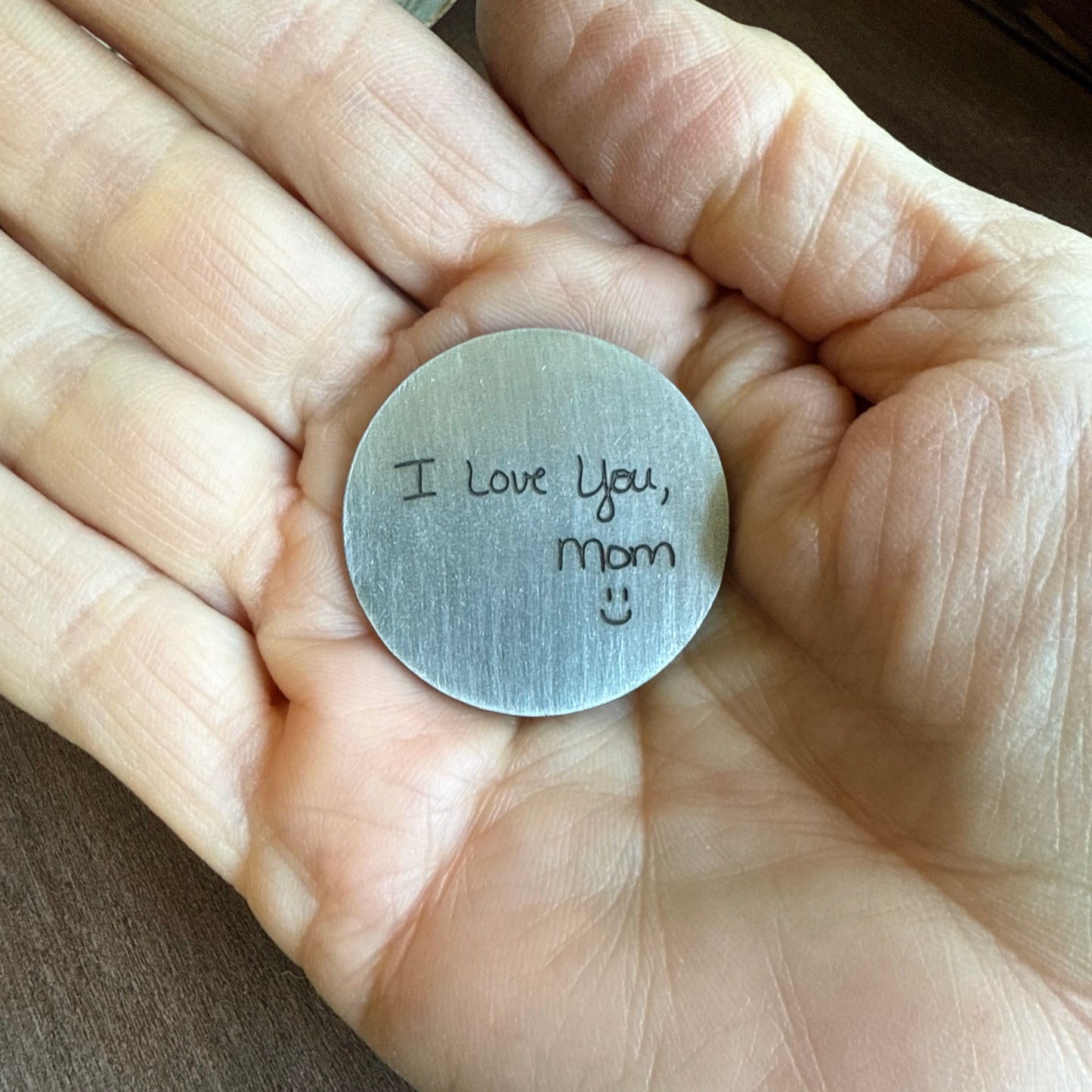 Real Handwriting Coin  – Your Handwriting on a Token - Engraved with Your Words - Engraved Gifts