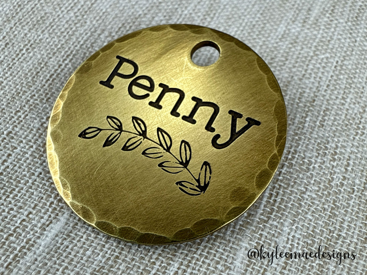 Dog Tag with Floral Design