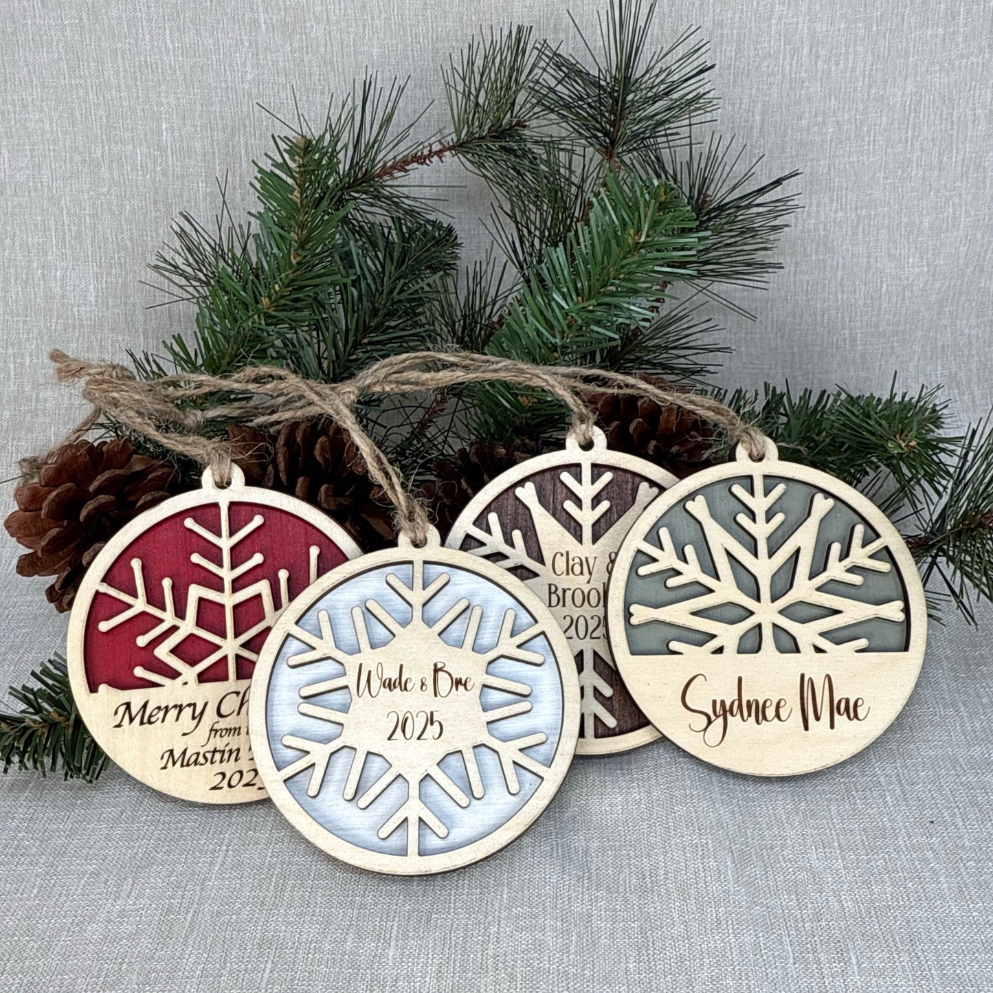 Personalized Wooden Snowflake Ornament – Custom Name Christmas Ornament Keepsake