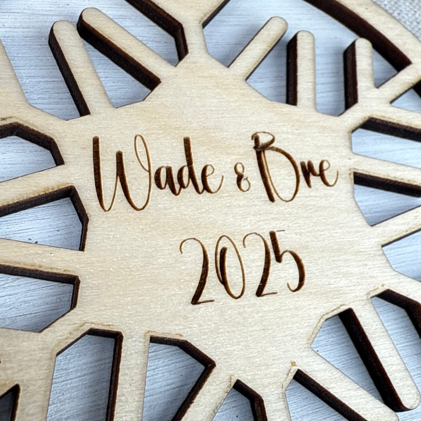 Personalized Wooden Snowflake Ornament – Custom Name Christmas Ornament Keepsake