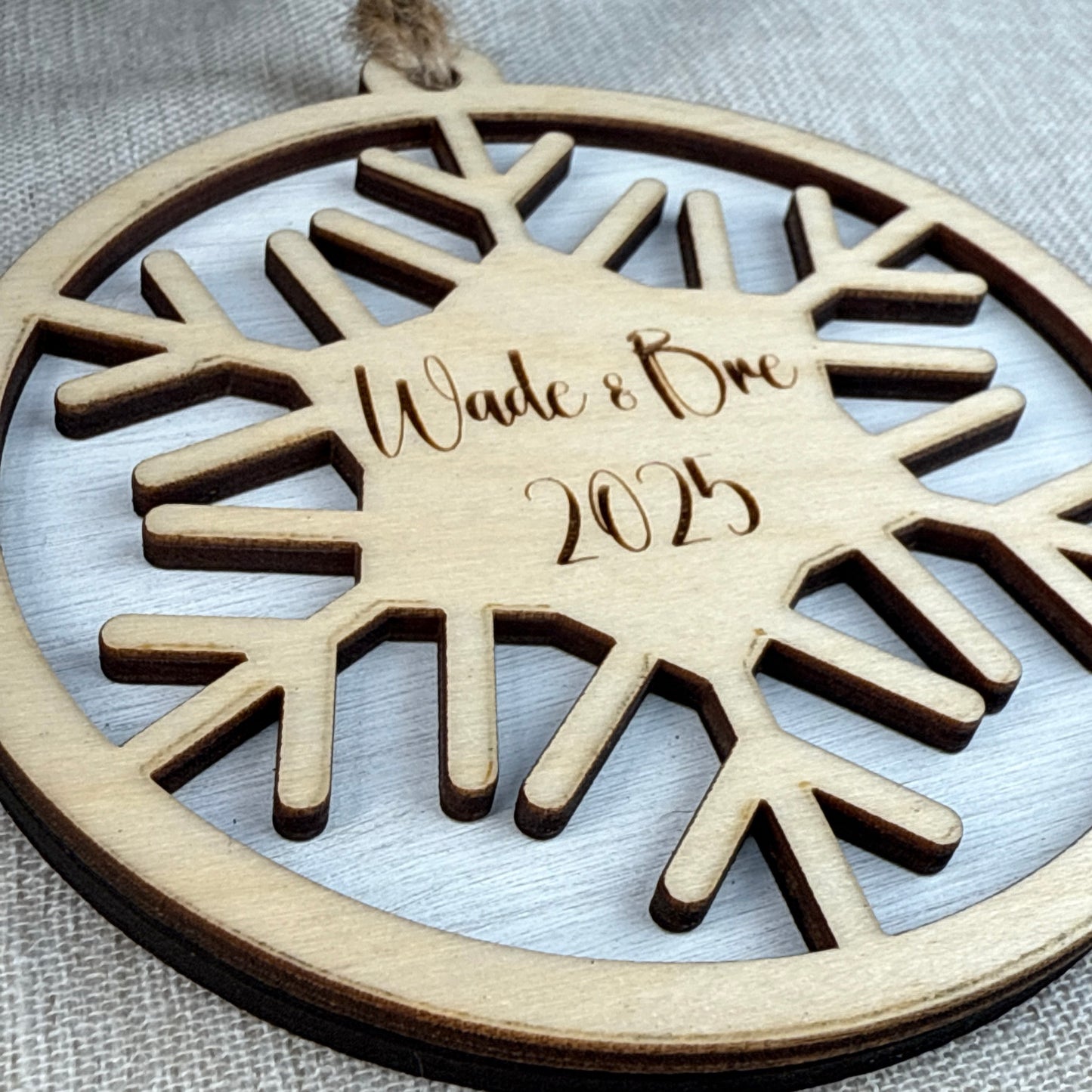 Personalized Wooden Snowflake Ornament – Custom Name Christmas Ornament Keepsake