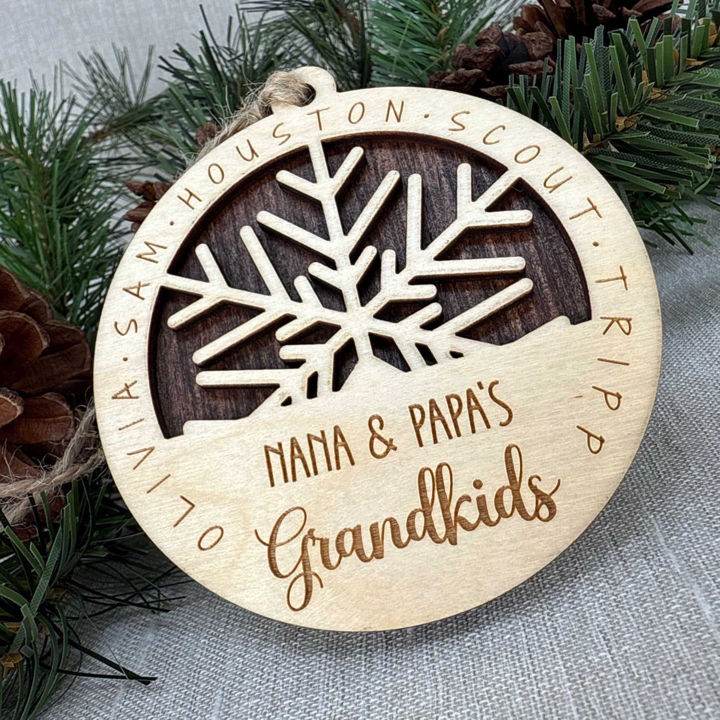 Grandparents Personalized Snowflake Ornament with Grandkids’ Names