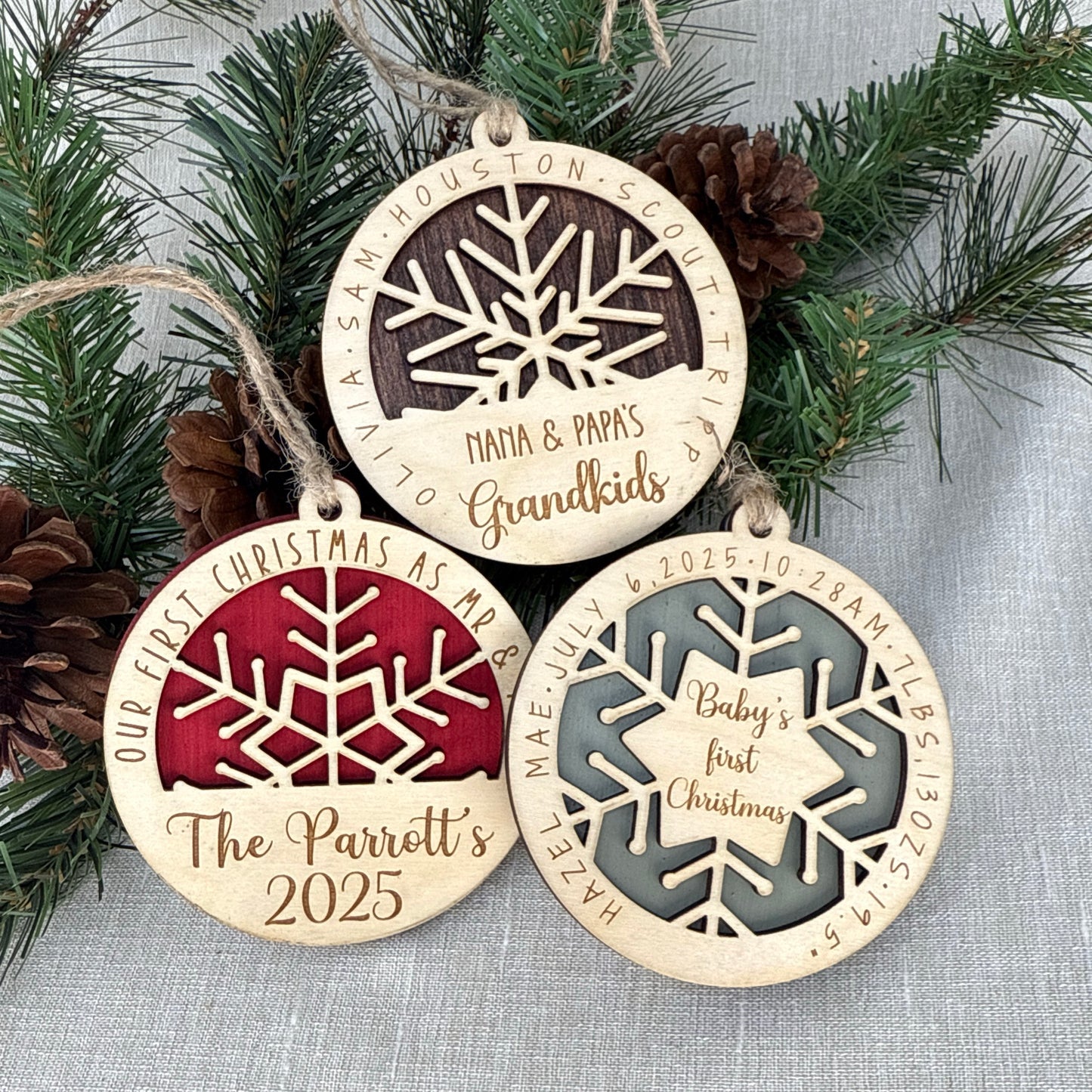 Grandparents Personalized Snowflake Ornament with Grandkids’ Names