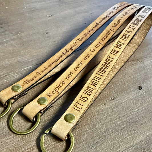 Personalized Leather Wristlet – Custom Bible Verse Scripture Wristlet