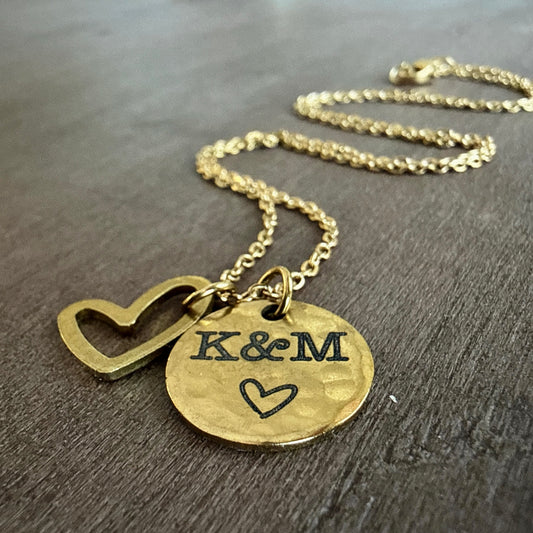 Personalized Anniversary Necklace for Wife – Open Heart and Couple Initials
