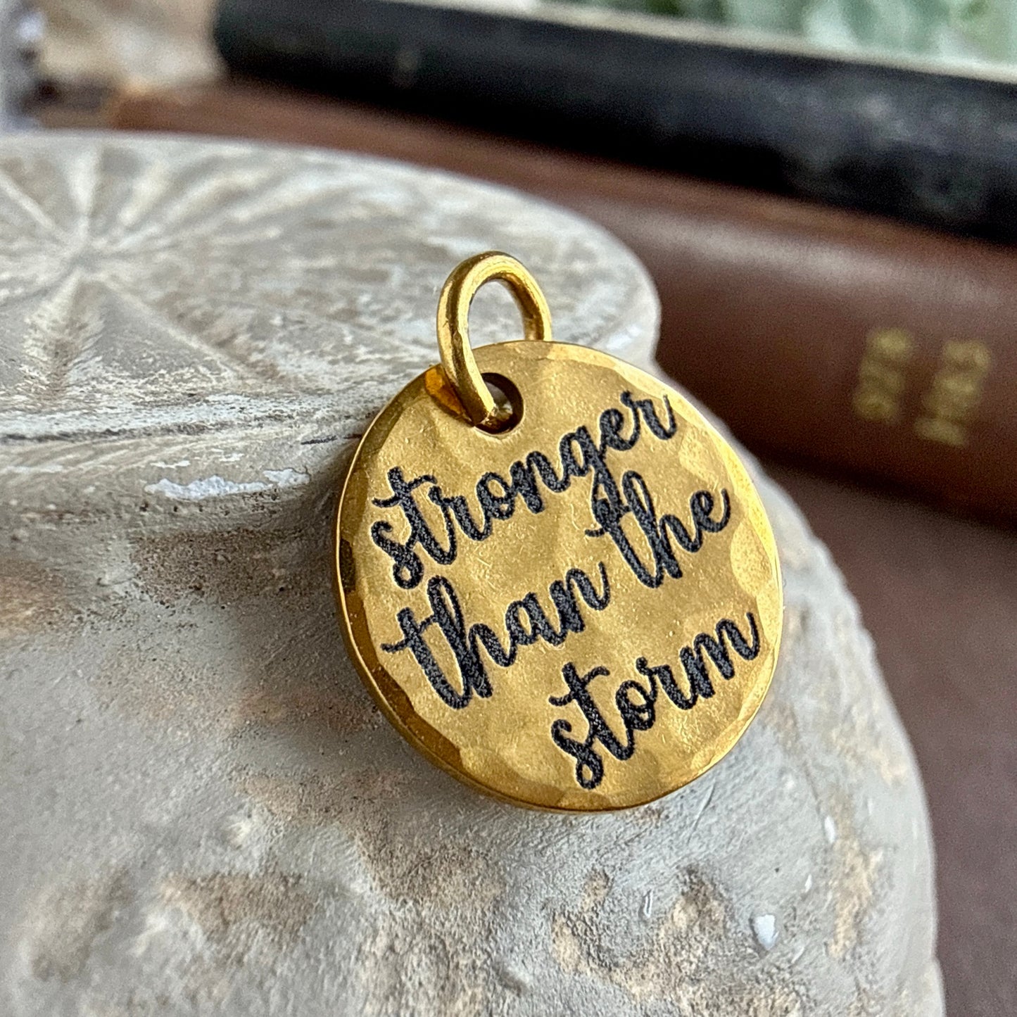 Stronger Than the Storm Charm | Inspirational Strength Gold Jewelry