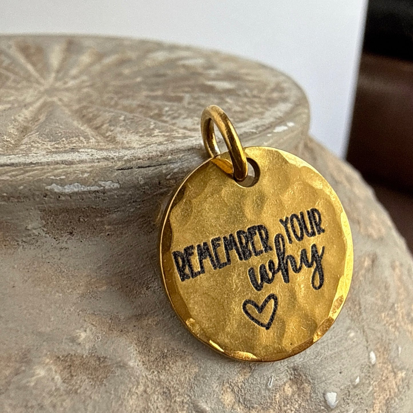 Remember Your Why Charm | Inspirational Gold Motivation Jewelry