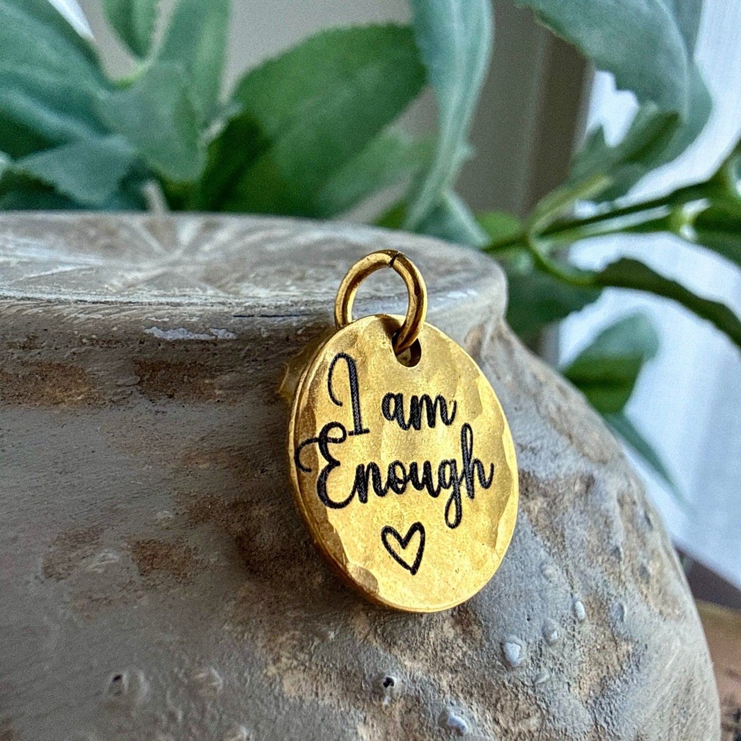 I Am Enough Charm | Inspirational Affirmation Gold Jewelry