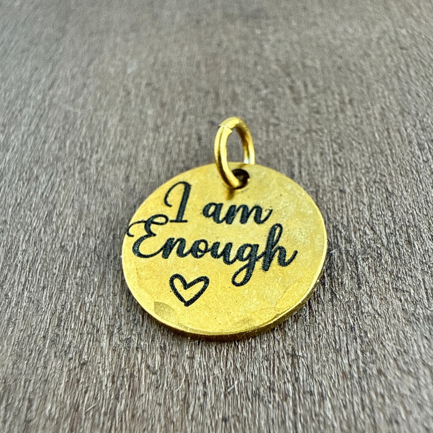 I Am Enough Charm | Inspirational Affirmation Gold Jewelry